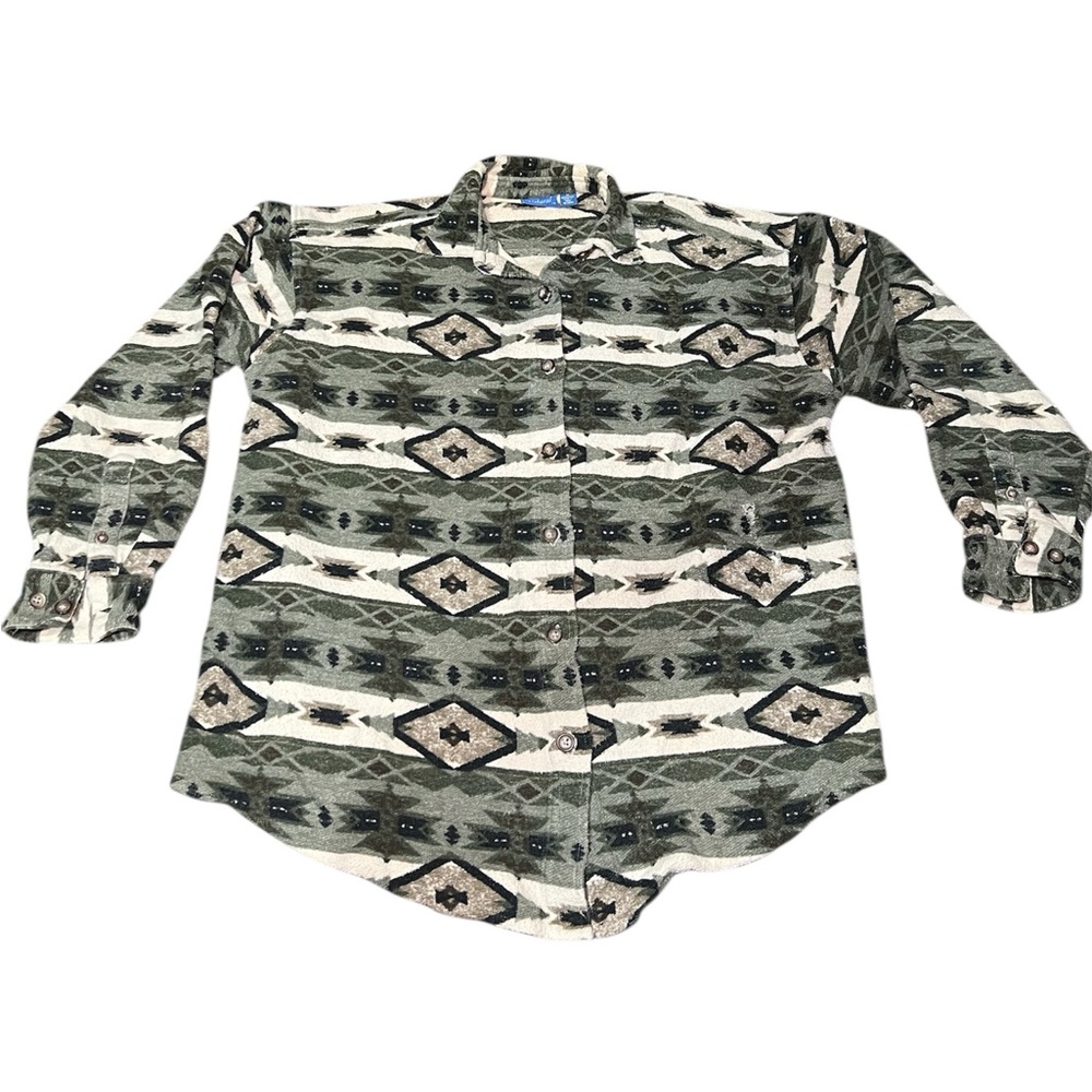 Natural Reflections Medium Western Aztec Button Up